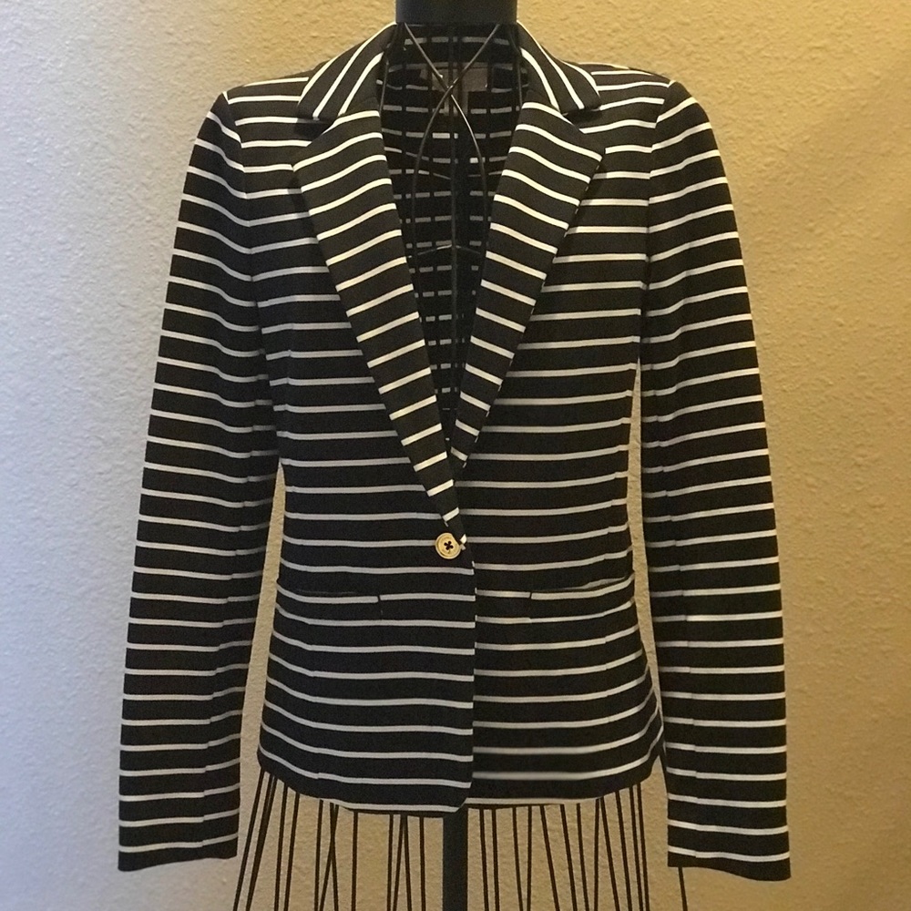 Michael Kors Blue and White Stripe Blazer